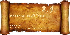 Metzing Györgyi névjegykártya